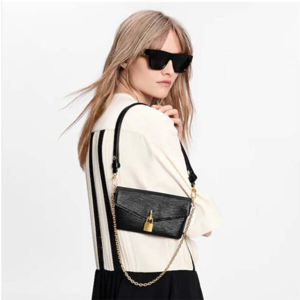 Louis Vuitton LV Women Padlock On Strap Bag Black Epi Embossed Grained Cowhide Leather - Image 12