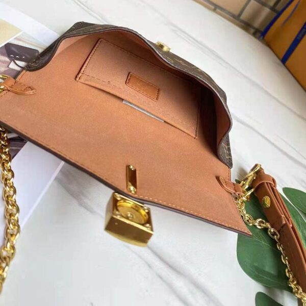 Louis Vuitton LV Women Padlock On Strap Bag Caramel Monogram Coated Canvas Cowhide Leather - Image 6