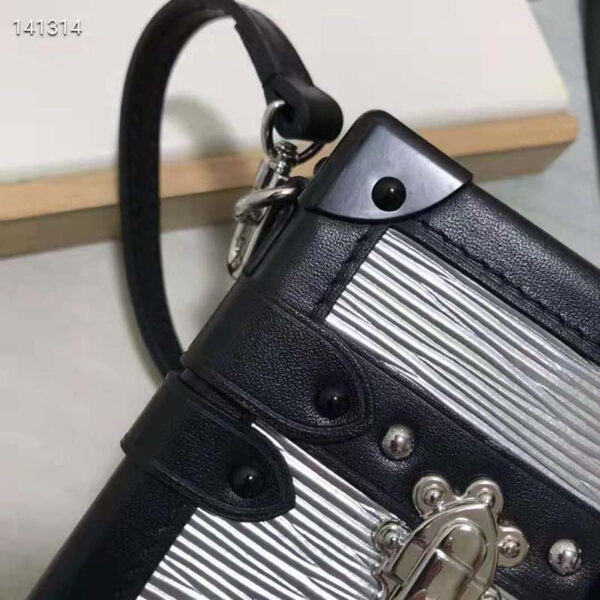Louis Vuitton LV Women Petite Malle Handbag Silver Epi Grained Cowhide Leather - Image 9
