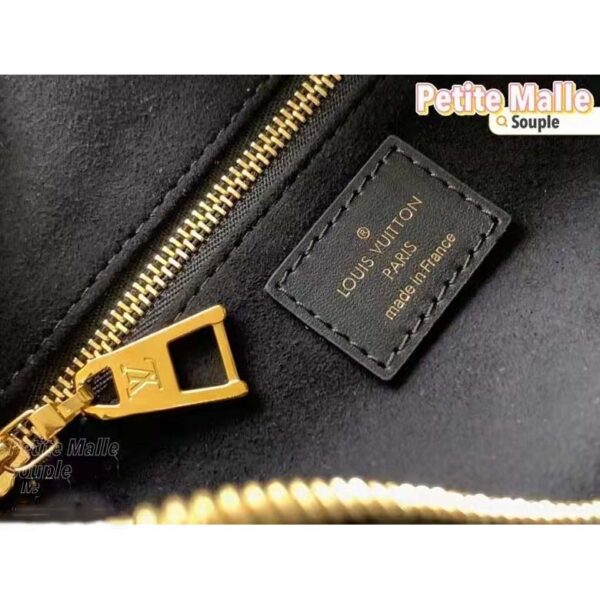 Louis Vuitton LV Women Petite Malle Souple Black Embossed Grained Cowhide Leather - Image 10