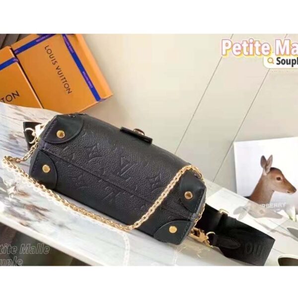 Louis Vuitton LV Women Petite Malle Souple Black Embossed Grained Cowhide Leather - Image 6