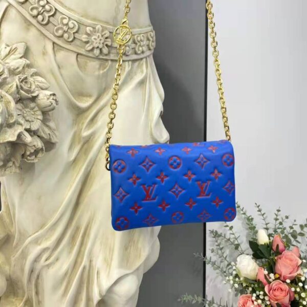 Louis Vuitton LV Women Pochette Coussin Blue Monogram Embossed Lambskin - Image 3