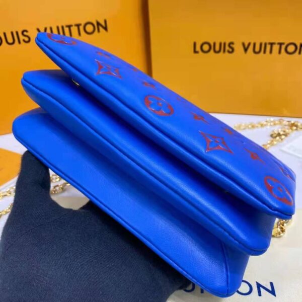 Louis Vuitton LV Women Pochette Coussin Blue Monogram Embossed Lambskin - Image 8