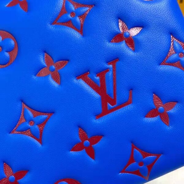 Louis Vuitton LV Women Pochette Coussin Blue Monogram Embossed Lambskin - Image 11