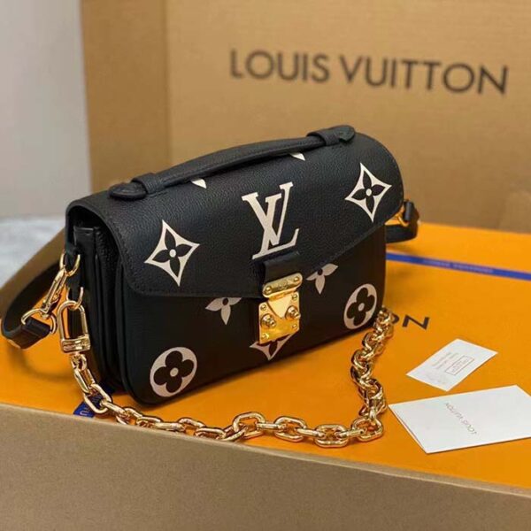 Louis Vuitton LV Women Pochette Métis East West Bag Black Beige Grained Cowhide Leather - Image 4
