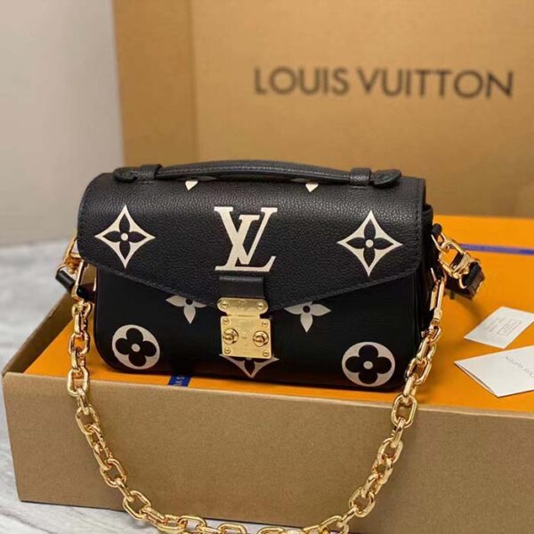 Louis Vuitton LV Women Pochette Métis East West Bag Black Beige Grained Cowhide Leather - Image 3