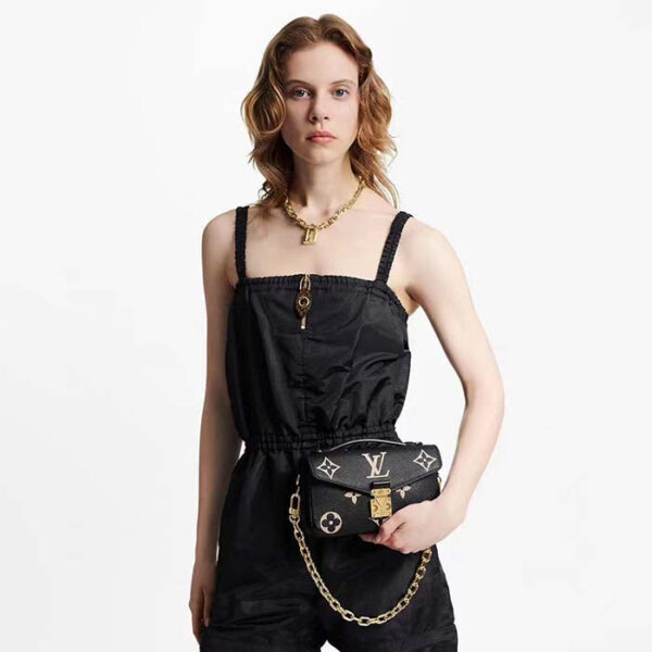 Louis Vuitton LV Women Pochette Métis East West Bag Black Beige Grained Cowhide Leather - Image 11