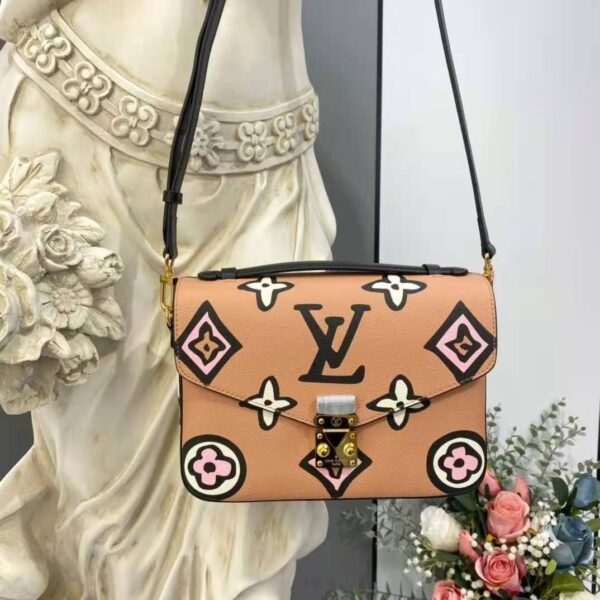 Louis Vuitton LV Women Pochette Métis Handbag Arizona Beige Monogram Coated Canvas Cowhide - Image 3