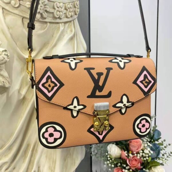 Louis Vuitton LV Women Pochette Métis Handbag Arizona Beige Monogram Coated Canvas Cowhide - Image 4
