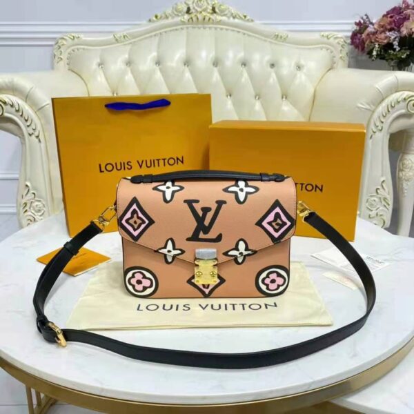 Louis Vuitton LV Women Pochette Métis Handbag Arizona Beige Monogram Coated Canvas Cowhide - Image 7