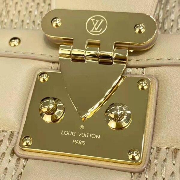 Louis Vuitton LV Women Pochette Troca Handbag Cashmere Beige Damier Quilt Lamb Leather - Image 8