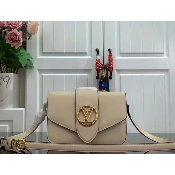 Louis Vuitton LV Women Pont 9 Handbag Cream Smooth Calfskin Cowhide Leather - Image 2