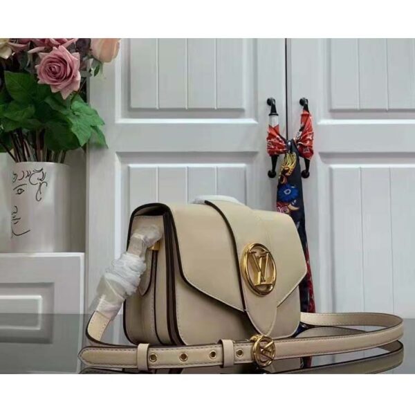 Louis Vuitton LV Women Pont 9 Handbag Cream Smooth Calfskin Cowhide Leather - Image 3