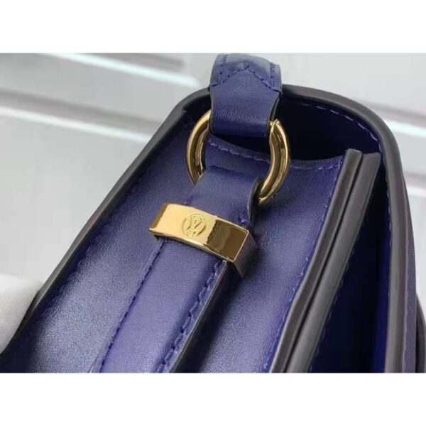 Louis Vuitton LV Women Pont 9 Soft MM Handbag Blue Grained Calfskin - Image 7