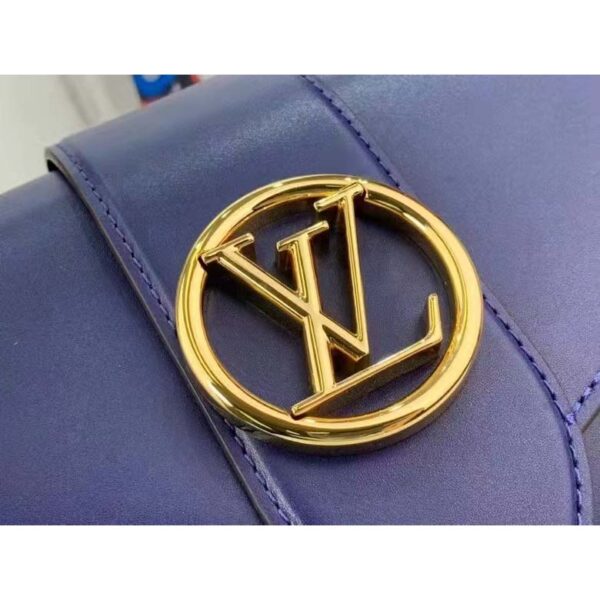 Louis Vuitton LV Women Pont 9 Soft MM Handbag Blue Grained Calfskin - Image 6