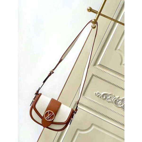 Louis Vuitton LV Women Pont 9 Soft MM Handbag Caramel Brown Canvas Cowhide - Image 6