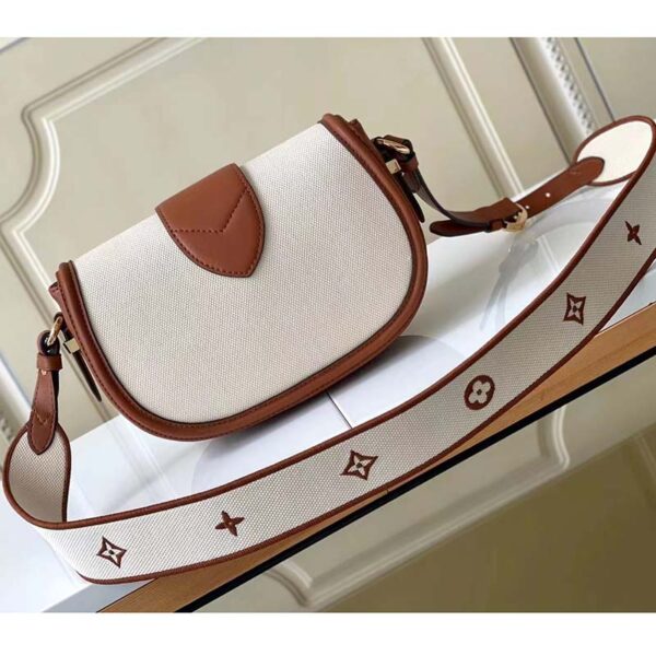 Louis Vuitton LV Women Pont 9 Soft MM Handbag Caramel Brown Canvas Cowhide - Image 3