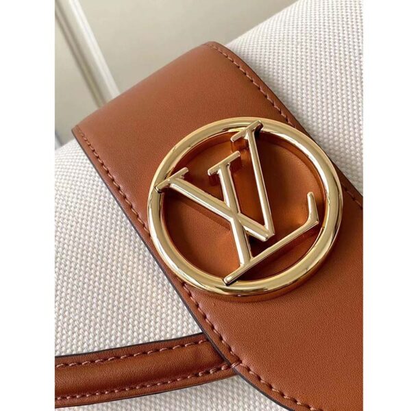 Louis Vuitton LV Women Pont 9 Soft MM Handbag Caramel Brown Canvas Cowhide - Image 9