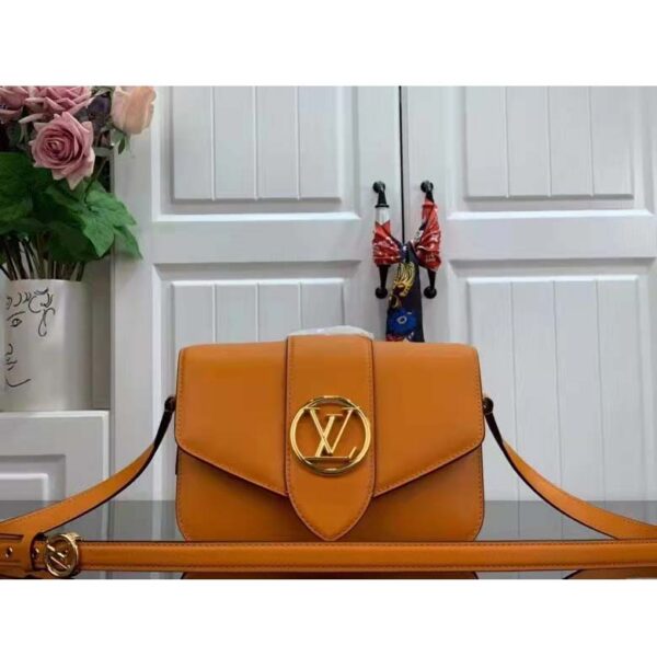 Louis Vuitton LV Women Pont 9 Soft PM Handbag Yellow Grained Calfskin Cowhide - Image 2