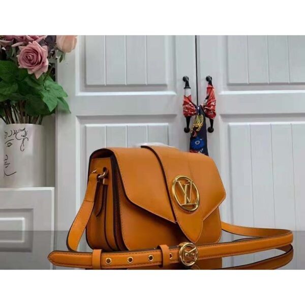 Louis Vuitton LV Women Pont 9 Soft PM Handbag Yellow Grained Calfskin Cowhide - Image 4