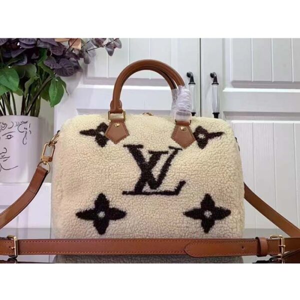 Louis Vuitton LV Women SKI Speedy Bandoulière 25 Cream/Brown Shearling Cowhide-Leather - Image 3