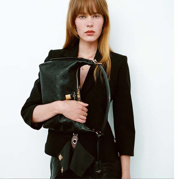 Louis Vuitton LV Women Sac Sport Crème Black Embossed Supple Grained Cowhide Leather - Image 11