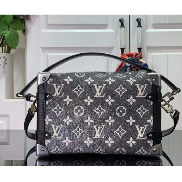 Louis Vuitton LV Women Side Trunk Handbag Gray Denim Textile Jacquard - Image 2