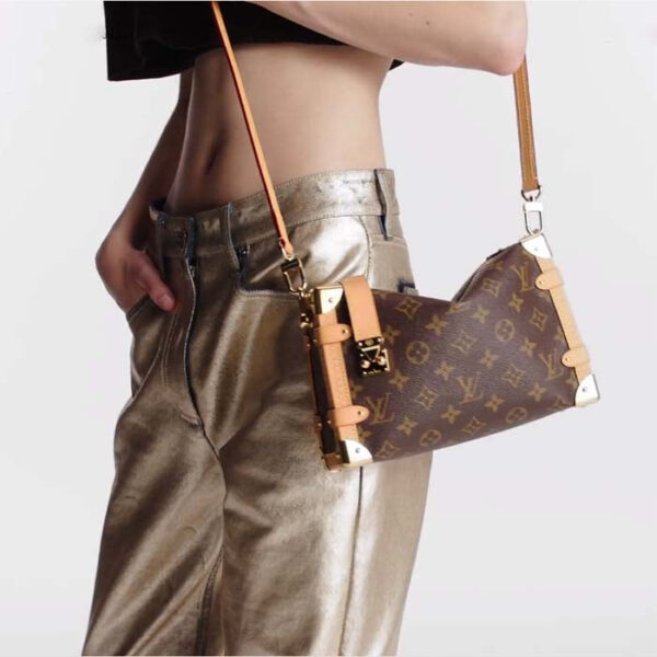 Louis Vuitton LV Women Side Trunk Monogram Coated Canvas Cowhide Leather - Image 12