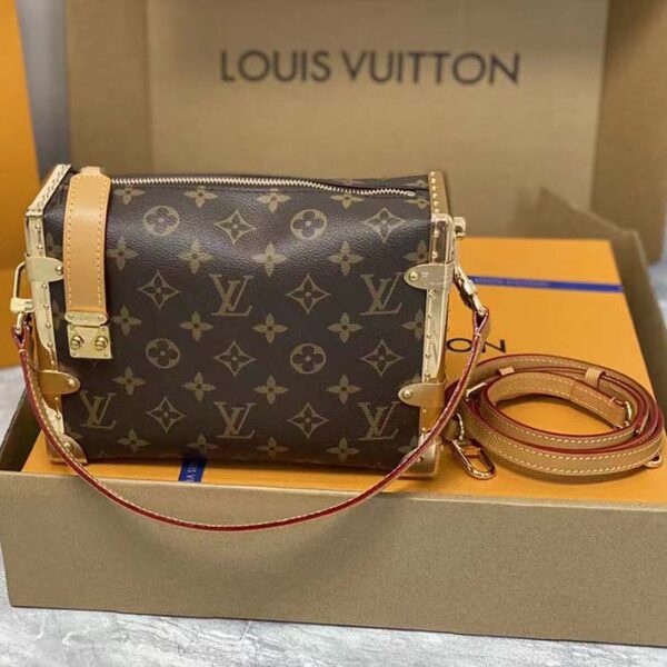 Louis Vuitton LV Women Side Trunk Monogram Coated Canvas Cowhide Leather - Image 4
