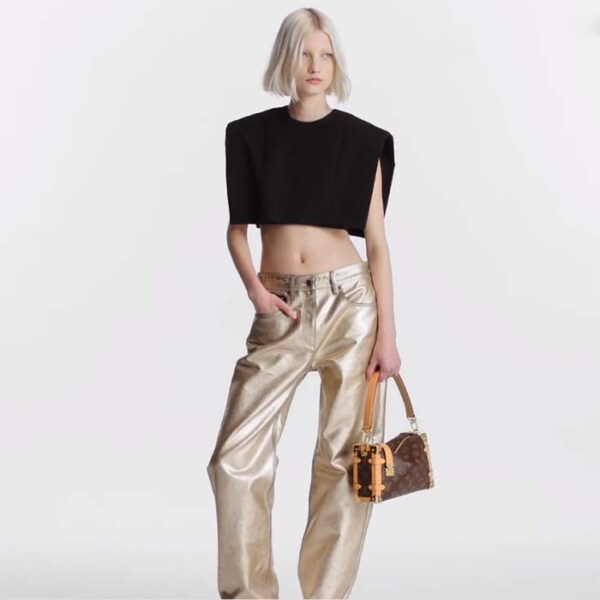 Louis Vuitton LV Women Side Trunk Monogram Coated Canvas Cowhide Leather - Image 13