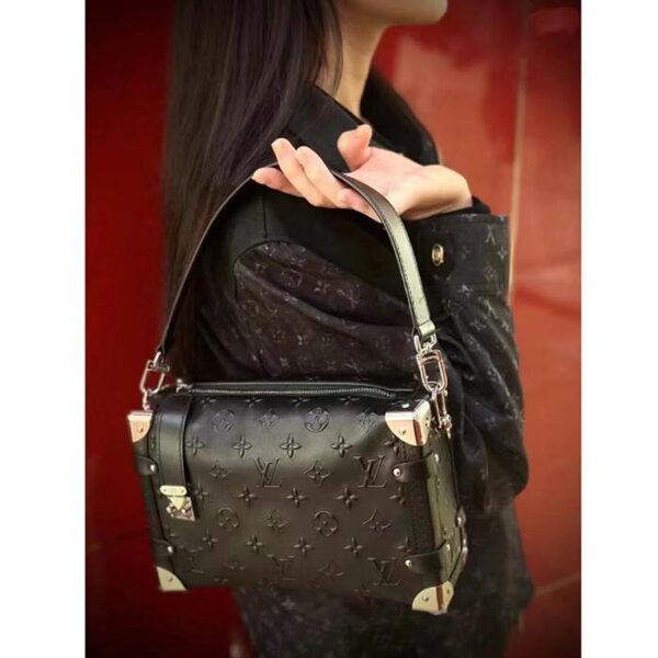 Louis Vuitton LV Women Side Trunk PM Handbag Petite Malle Black Calfskin - Image 12