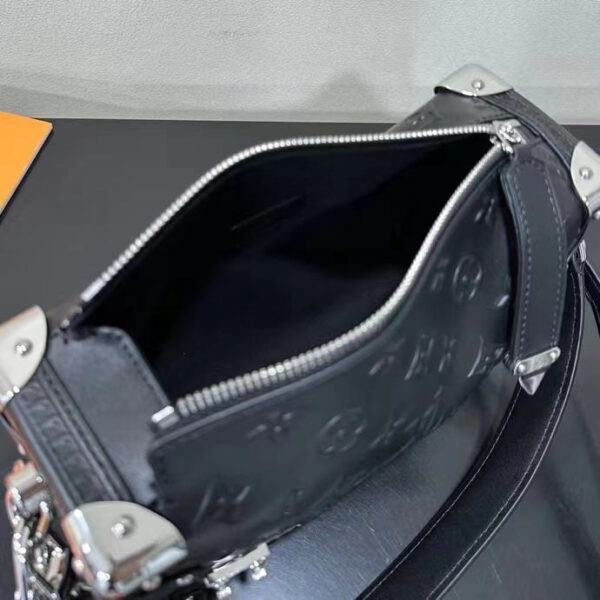 Louis Vuitton LV Women Side Trunk PM Handbag Petite Malle Black Calfskin - Image 7