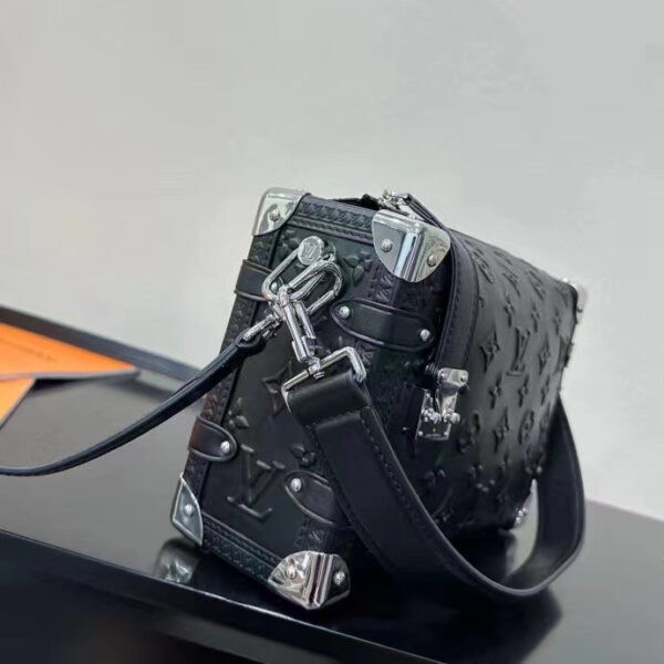 Louis Vuitton LV Women Side Trunk PM Handbag Petite Malle Black Calfskin - Image 6