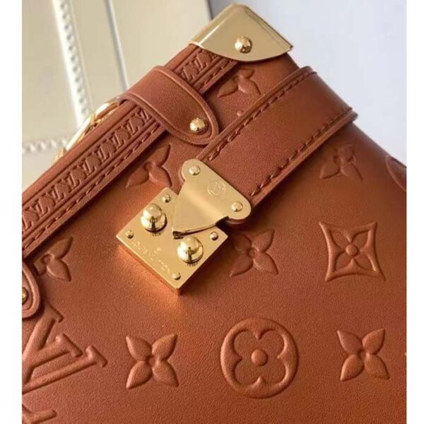 Louis Vuitton LV Women Side Trunk PM Handbag Petite Malle Tan Brown Calfskin - Image 7