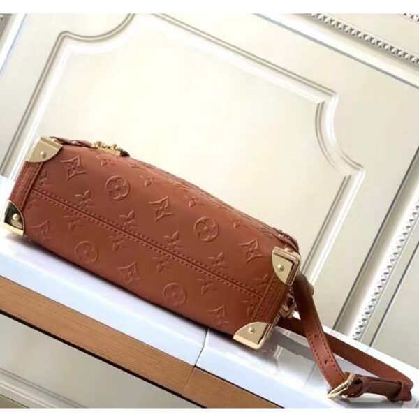 Louis Vuitton LV Women Side Trunk PM Handbag Petite Malle Tan Brown Calfskin - Image 5