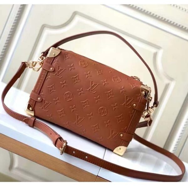 Louis Vuitton LV Women Side Trunk PM Handbag Petite Malle Tan Brown Calfskin - Image 3