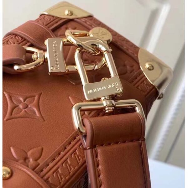 Louis Vuitton LV Women Side Trunk PM Handbag Petite Malle Tan Brown Calfskin - Image 6