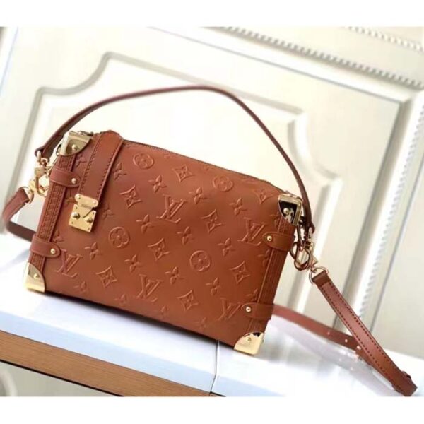 Louis Vuitton LV Women Side Trunk PM Handbag Petite Malle Tan Brown Calfskin - Image 2