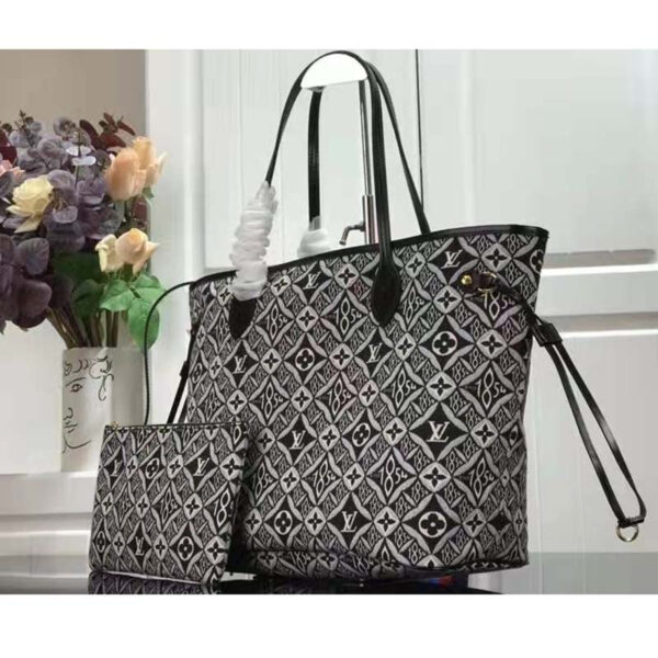 Louis Vuitton LV Women Since 1854 Neverfull MM Tote Black Monogram Flowers Canvas - Image 4