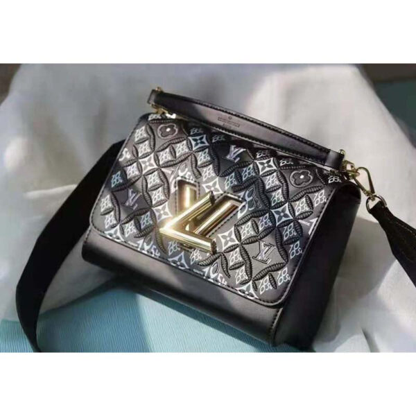 Louis Vuitton LV Women Since 1854 Twist MM Handbag Gray Embroidered Calfskin - Image 10