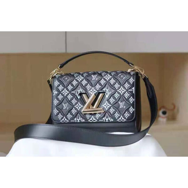 Louis Vuitton LV Women Since 1854 Twist MM Handbag Gray Embroidered Calfskin - Image 2