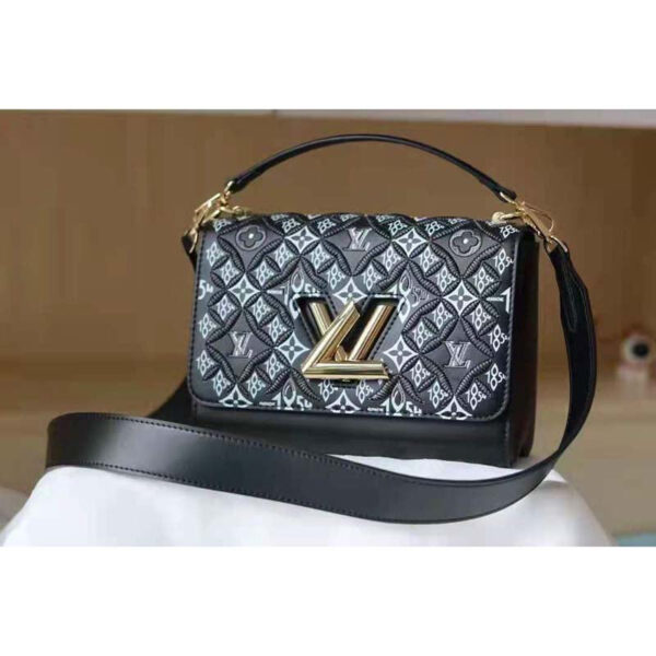 Louis Vuitton LV Women Since 1854 Twist MM Handbag Gray Embroidered Calfskin - Image 3