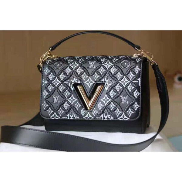 Louis Vuitton LV Women Since 1854 Twist MM Handbag Gray Embroidered Calfskin - Image 5