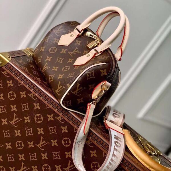 Louis Vuitton LV Women Speedy Bandoulière 20 Handbag Pink Orange Monogram Coated Canvas - Image 4