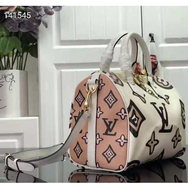 Louis Vuitton LV Women Speedy Bandoulière 25 Cream Monogram Coated Canvas Cowhide Leather - Image 4