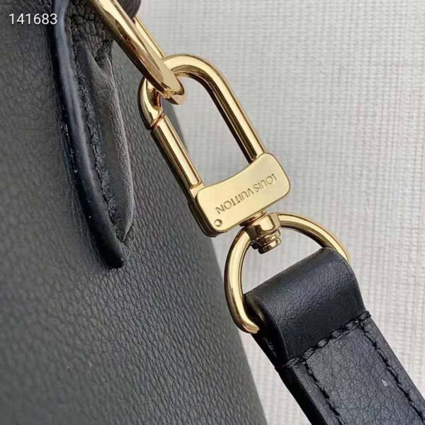 Louis Vuitton LV Women Speedy Bandoulière 25 Handbag Black Beige Embossed Grained Cowhide - Image 9