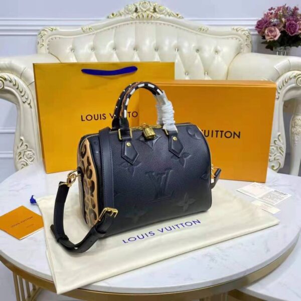 Louis Vuitton LV Women Speedy Bandoulière 25 Handbag Black Embossed Supple Grained Cowhide - Image 7