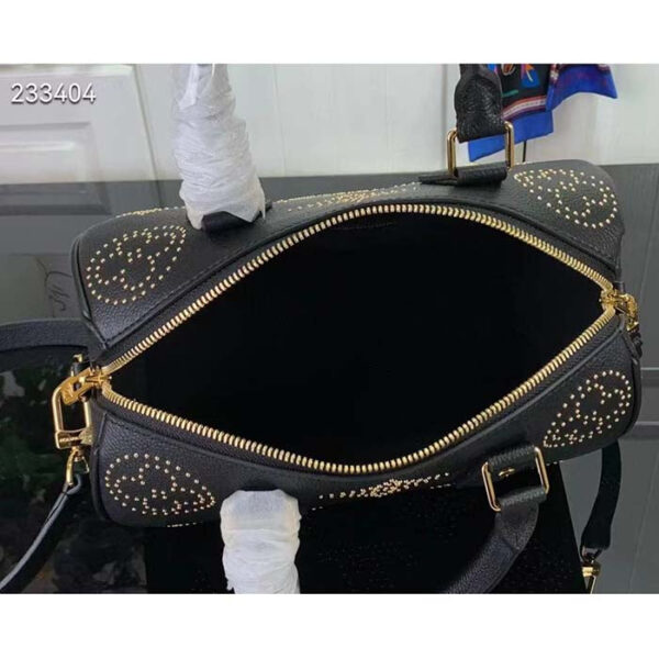 Louis Vuitton LV Women Speedy Bandoulière 25 Handbag Black Monogram Empreinte Grained Cowhide Leather Studs - Image 6