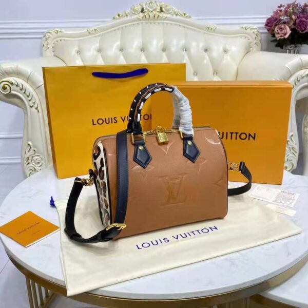 Louis Vuitton LV Women Speedy Bandoulière 25 Handbag Caramel Embossed Supple Grained Cowhide - Image 5