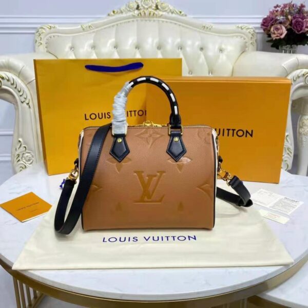 Louis Vuitton LV Women Speedy Bandoulière 25 Handbag Caramel Embossed Supple Grained Cowhide - Image 6